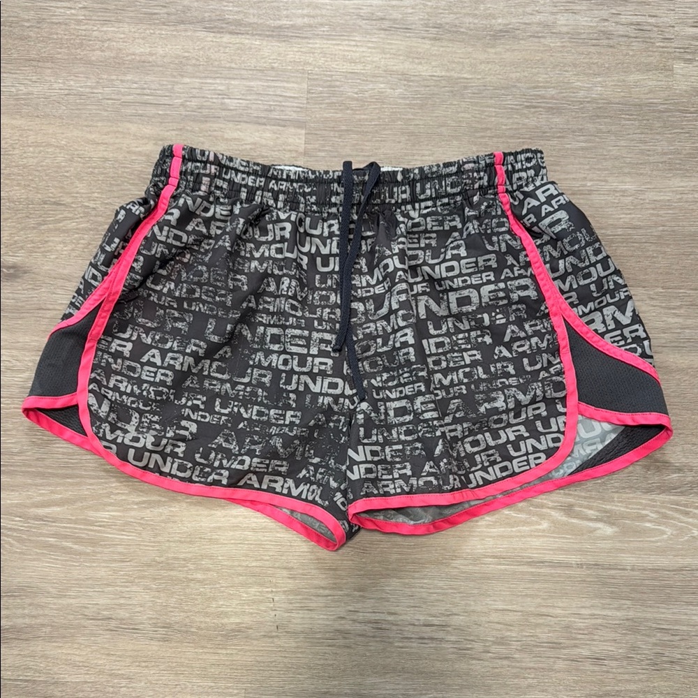 Under Armour Pink and Gray Athletic Shorts with Elastic Waistband